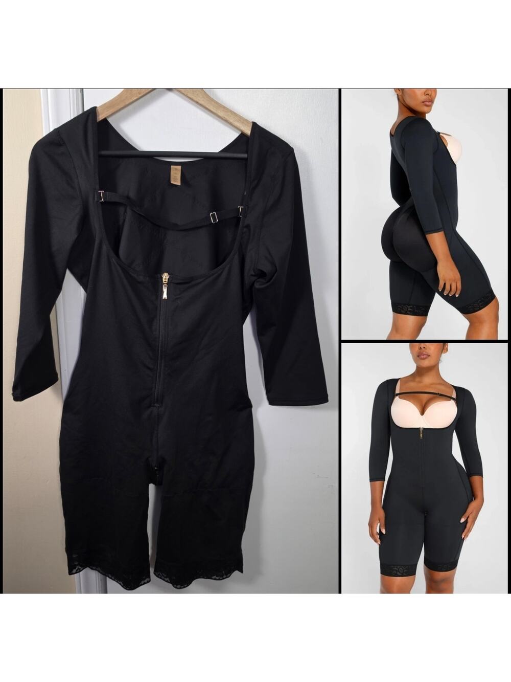 SHAPELLX Women Open Bust Tummy Control Shapewear Mid-Thigh Bodysuit Sz 3XL